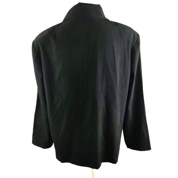 Bon Worth Women's Light Jacket Zip Up Black White Embroidery Size Large Petite - Picture 4 of 7